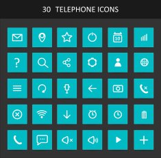 Set Of Flat Design Telephone Buttons And Icons N2