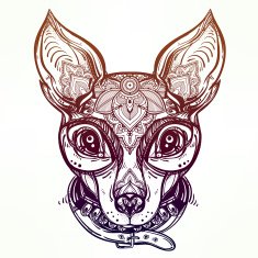Vintage style dog portrait and collar N2