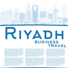 Outline Riyadh skyline with blue buildings N3