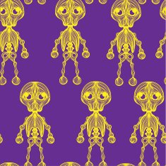 Yellow skeletons on violet