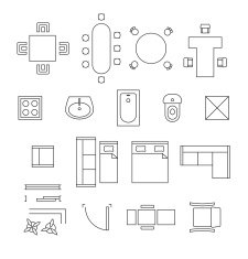Furniture linear vector symbols Floor plan icons set