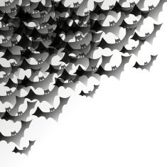 Halloween black bats in the corner