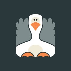 Flat square icon of a cute goose