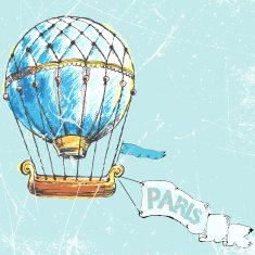 flight to Paris in balloon vector illustration N2