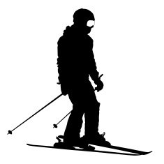 Mountain Skier Speeding Down Slope Vector Sport Silhouette N13