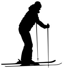 Mountain Skier Speeding Down Slope Vector Sport Silhouette N14