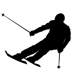 Mountain Skier Speeding Down Slope Vector Sport Silhouette N15
