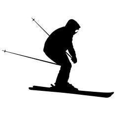Mountain Skier Speeding Down Slope Vector Sport Silhouette N16