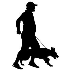 Silhouette of people and dog Vector illustration