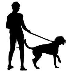 Silhouette of people and dog Vector illustration N4
