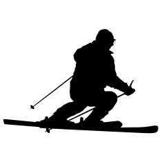 Mountain Skier Speeding Down Slope Vector Sport Silhouette N18
