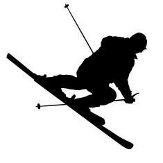 Mountain Skier Speeding Down Slope Vector Sport Silhouette N19