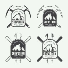Vintage mountaineering and arctic expeditions logos badges