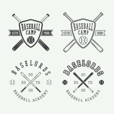 Vintage baseball logos emblems badges and design elements
