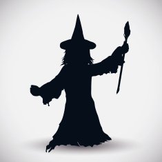 Wizard Silhouette with Magic Wand