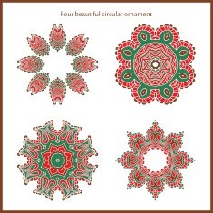 Set of beautiful ethnic oriental ornaments Stylized flowers Mandala N2