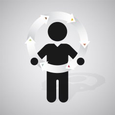 black silhouette of a man holds wheel arrows
