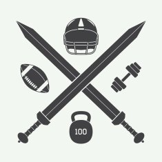 Vintage american football and gym label emblem logo
