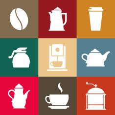 Icons with silhouettes of coffee shop - Illustration N2