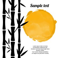 Bamboo trees watercolor circle