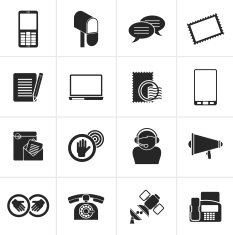 Black Contact and communication icons