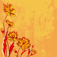 Hand drawn brunch with wildflowers and copy space N2