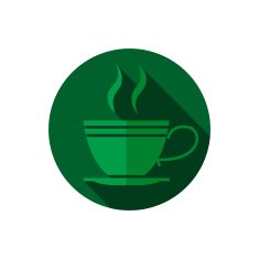 Green tea symbols and icons with long shadow N2