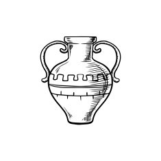 Ancient isolated amphora icon sketch N2