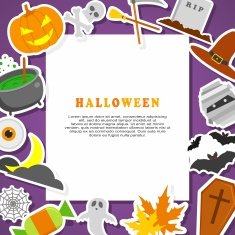 Halloween Background Flat Icons with Frame