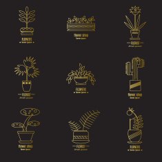 Collection of labels with house plants