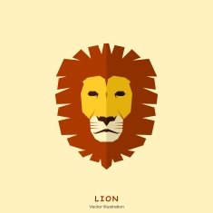 Lion Head in flat style Vector Illustration