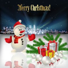 Abstract Christmas greeting with silhouette of city N3