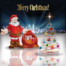 Abstract Christmas greeting with silhouette of city N4