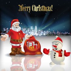 Abstract Christmas greeting with silhouette of city N5