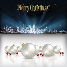 Abstract Christmas greeting with silhouette of city N6