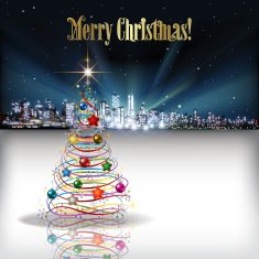 Abstract Christmas greeting with silhouette of city N7