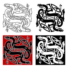 Celtic dragons pattern with tribal elements N2