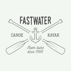 Vintage rafting label or badge