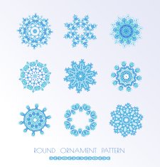 Set of blue vector snowflakes