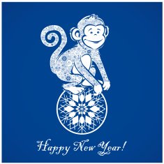 Funny monkey on blue background 2 N2