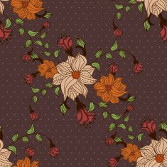 Beautiful seamless pattern with flowers on brown background N2