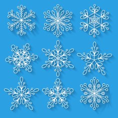 Print3D snowflakes set Background for winter and christmas N2