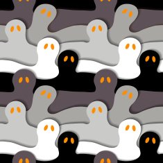 Seamless background with silhouettes of ghosts N2