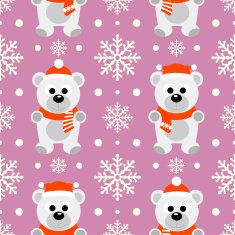 New Year seamless background with polar bear