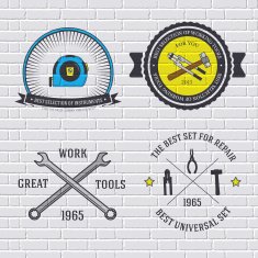 work tools set label template of emblem elements N2