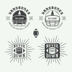 Set of rugby and american football labels emblems logo