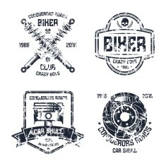Car repair and biker club emblems