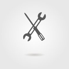 screwdriver and wrench icon with shadow