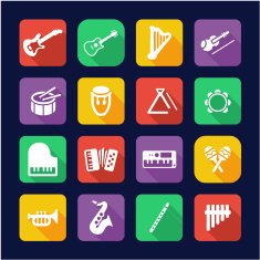Musical Instruments Icons Flat Design