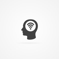 Icone of man with wireless network sign in head